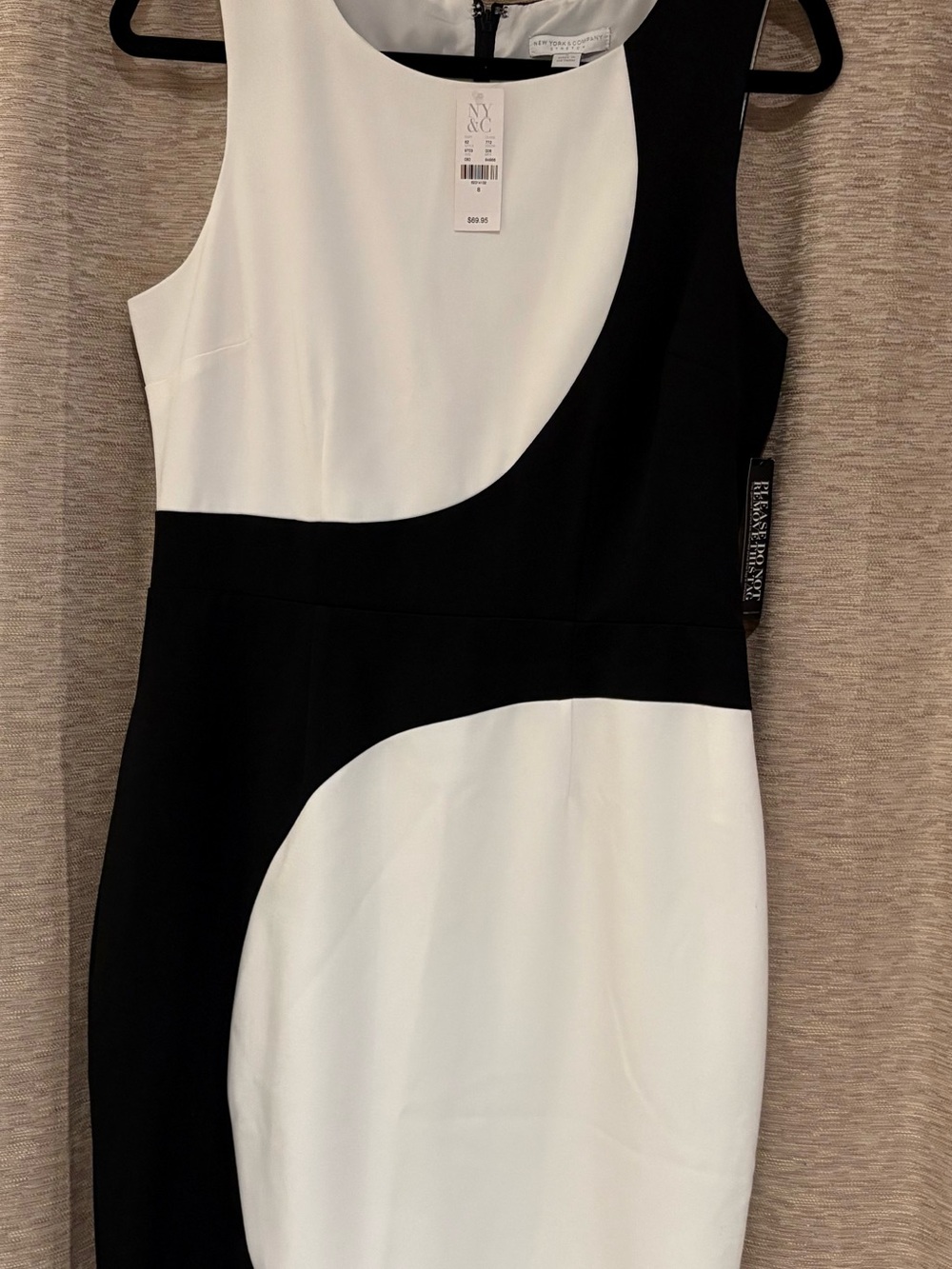 Black & White Colorblock Sheath Dress by New York company stretch size 8